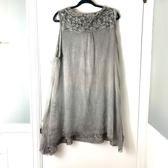 Fashion Concepts L lace overlay dress & scarf bohemian sage green - Picture 10 of 15